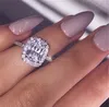 choucong Promise Ring set Oval cortar diamante 925 prata esterlina noivado casamento anéis da faixa para as mulheres Dedo Jóias