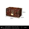 1L Vintage Trunk Wooden Storage Box Case Organizer Container Retro Style Leather Treasure Chest Decorative Box 2 Size Chest