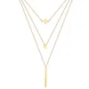 Mode Edelstahl Multi -Layer -Anhänger Halskette Silber Gold Farbe Dird Moon Riegel Charme Halsketten Reiz Schmuck für Frauen