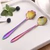 8pcs/set Stainless Steel Flower Spoon Tea Coffee Stiring Spoon Ice Cream Sugar Cake Dessert Tableware Dining Bar Kitchen Spoons Scoop SN1948