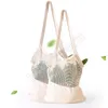 Yeniden kullanılabilir Dize Alışveriş çantası Meyve Sebze Eko Bakkal Çanta Taşınabilir Depolama Çanta Shopper Bez Mesh Net Dokuma Pamuk Saklama Poşetleri ZZA1117