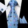 RBOCOTT Classic 8cm Tie Set för män Silk Jacquard Vävda Plaid Slipsar Handkerchief Manschettknappar Set Mens Striped Wedding Slips