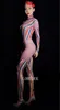 Sparkly Colorful Stripe Stripsuit Jumpsuit Sexy Mesh Cristais Bodysuit Bar Feminino Feminino Singer Show Stage Outfit Dança Performance Traje