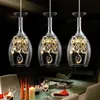 Modern Crystal Chandelier 3-Lights Wine Glasses Bar Luxury Chandelier Hanging Restaurant Dining Living Room Pendant Lights