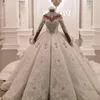 Vintage-Ballkleid-Hochzeitskleider 2020, Stehkragen, Luxus-Schleppe, lange Ärmel, funkelnde Applikationen, Satin-Brautkleid163d