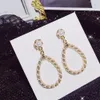 Atmospheric Ladies Earrings Geometric Shape Pearl Winding Female S925 Silver Needle Women