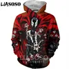 LIASOSO New Men Women Jim Downing Anime Sweatshirt 3D Print Movie Spawn Zipper Hoodies Hip Hop Street Top O Neck Coat A312-11