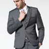 Popular Gris oscuro Novio Esmoquin Muesca Solapa Padrino Boda Traje de 3 piezas Moda Hombre Negocios Prom Chaqueta Blazer (Chaqueta + Pantalones + Corbata + Chaleco) 490