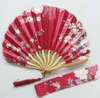 Free Shipping 100pcs Personalized Cherry Blossom Design Round Cloth Folding Hand Fan with Gift bag Wedding Gifts SN2404