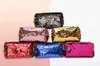 Fiskskala Sequin Makeup Bag Black Fur Ball Zipper Pouch Penna Storage Bags Portable Glitter Reversible Sequin Cosmetic Bag