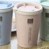 Plastic Juice Tumblers Wheat Stalk 4 Colors Double Deck Water Cup Rotary Cup Cover Mini Mug 280ml 5 5lyE1