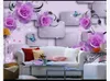 Customized 3d mural wallpaper photo wall paper Purple rose petals falling three-dimensional square fashion 3D TV sofa background wall