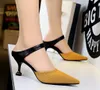 2020 vintage mixed color pointed mid heel mules women designer pumps 6cm size 34 to 40 tradingbear