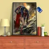 Poster Art Decor Wonder Woman Carrying Batman and Superman Print Canvas Painting - Ready To Hang - Framed