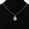 Fashion Natural ShellWrapped Gold Necklace for Women Natural Cowrie Shell Pendant With Double Bails Gold Trim Chain Necklace9932154