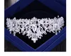 Barok Luxe Rhinestone Kralen Hart Bridal Tiara Crown Silver Crystal Diadeem Sluier Tiaras Bruiloft Haaraccessoires Hoofdepunten