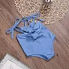 Nowa baby Girl One Piece Swimsuit Solid Print Swimwear Strap Sunsuit Summer Beachwear Outfit