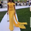 2022 أزياء فساتين السهرة الأصفر ثوب طويل بسيطة ابيا abendkleider دبي جلباب دي سويريه