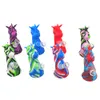 Silicone Bubbler Dragon Forme Pipe À Eau Portable Pipe À Fumer Eau Bong Tabac Herbe Sèche Pipe Cire Dab Rig Avec Bol En Verre 14mm