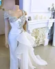 omuz Mermaid Akşam Elbise Pantolon Suit Kapalı Kristal Ayrılabilir Yan Peplum Tail ile 2020 Seksi Beyaz Gelinlik Modelleri Jumpsuit