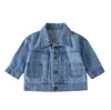 Kız Erkek Çocuk Jean Ceket Kaban Çocuk Bebek Denim Dış Giyim İlkbahar Sonbahar Pamuk Karikatür Baskılı Giyim beyaz mavi Güz