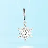 925 Sterling Silver Crystal Snow Pendant Charms Retail Box European Bead Charms Armband Halsband smycken Making Charm1004158