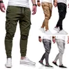 Sonbahar Yeni Erkekler Slim Fit Kentsel Düz Bacak Uzun Dantel Up Pantolon Rahat Kalem Jogger Kargo Uzun Pantolon Moda