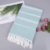 Striped Cotton Turkish Sports Bath Towel Travel Gym Camping Bath Sauna Beach Towel with Tassels Absorbent Easy Care Towels