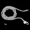 3mm 925 Sterling Silver Halsbandskedjor 16-30 tums mode Charm Rope Chain Halsband Smycken för kvinnor