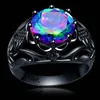New Arrival Rings men women big 10mm A+ clear colorful CZ Cubic Zircon Stone flower Ring black gold filled party alliance wholesale