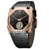 Nuevo 42 mm Octo Finissimo 102346 BGO40BGLTBXT Oro rosa Esfera negra Tourbillon Reloj automático para hombre Relojes deportivos de cuero negro Pure219W