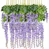 12Pcs Set Wisteria Vine Fake Flower Artificial Wisteria Hanging Flowers for Home Garden Wedding Birthday Christmas Decor 6 Colors