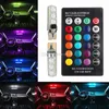 T10 W5W LED RGB atmosfera de carro Luz 5050 Bulbos com controle remoto Lighting Interior Estilo Auto 12V Luzes Interiorexternais