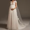 Vestido De Noiva Bohemian Tulle Lace Pregnant Wedding Dress Cap Sleeve Open Back Maternity Bridal Gowns For Robe De Mariee287K