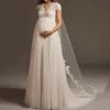 Vestido De Noiva Bohemian Tulle Lace Pregnant Wedding Dress Cap Sleeve Open Back Maternity Bridal Gowns For Robe De Mariee320t