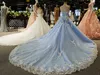 Blaues Ballkleid, Prinzessin, bunte Brautkleider, trägerlos, Korsettrücken, moderne, nicht weiße Brautkleider für Damen, farbiges himmelblaues Brautkleid