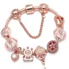 Créateur de luxe de mode mignon belle clé coeur diamant cristal bricolage perles européennes bracelet de charme pour femme filles or rose