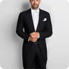 Ivory Black Tailcoat Men Suits Wedding Suits For Man Bridegroom Slim Fit Costume Homme Groom Wear Prom Tuxedos 2Pieces Costumes Pour Hommes