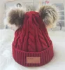 9 kleur baby Pom pom Beanie Kids Warm Winter Gehaakte Skimuts Wol Gebreide Beanie Bont Bobbel Hoed Fashion Kids cap