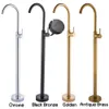 Bright Chrome Floor Stand Faucet Single Handle Bathroom Sink Mixer Tap Hot Cold Water Brass Golden bathtub Sink Tap