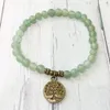 MG0482 6 mm Rhodonite Hamsa Charm Bracelet High Grade 6 mm Moss Agates Energy Bracelet Natural Green Aventurine Joyería de mujer