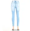 Frauen Jeans Loch Ripped Stretch Hohe Elastische Bleistift Hosen Push-Up Hohe Taille Denim Jeans Plus Größe Hosen