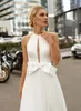 Bohemian Wedding Dresses Sexy Halter Neck Satin Bridal Gowns Beach Boho Ruffles Sweep Train Wedding Dress