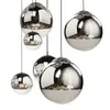 Northern Europe Mirror Creative Modern Simple Bar Meal Glass Chrome Color Space Ball Electroplating Spherical Led Chandelier