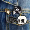 Fashion Vintage Metal Kawaii Skull Letter Enamel Pin Badge Buttons Brooch Shirt Denim Jacket Bag Decorative Brooches for Women Girls