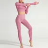 Slim Grass Märke Designer Kvinnor Grils Yoga kostym Topp Långärmad Sportkläder Tracksuits Fitness Jumpsuit Style Sportkläder Löpande Outfits