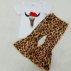 Conjunto de roupas boutique para meninas, camiseta com estampa de vaca, roupa inferior de sino, leite e seda, roupas de verão 2020 fash7606613