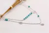 Moda Bohemia Turquoise Wisiorki Wielowarstwowe Oświadczenie Naszyjnik Designer Biżuteria Ze Stali Nierdzewnej Biżuteria Choker Mothers Day Gifts