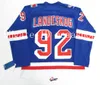 QQ88 Jerseys Rangers de Kitchener Rangers personnalisés 92 Gabriel Landeskog Blue blanc personnalisé tout numéro de nom 100% couture de hockey personnalisés Jerseys