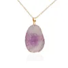 Mode Résine Naturelle Pierre Pendentif Colliers Cristal Quartz Guérison Chakra Perle Pierre Précieuse Or Lien Chaîne Collier pour Femmes Bohême Bijoux Cadeaux